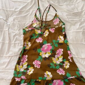 Aerie | Brown Floral Halter Dress